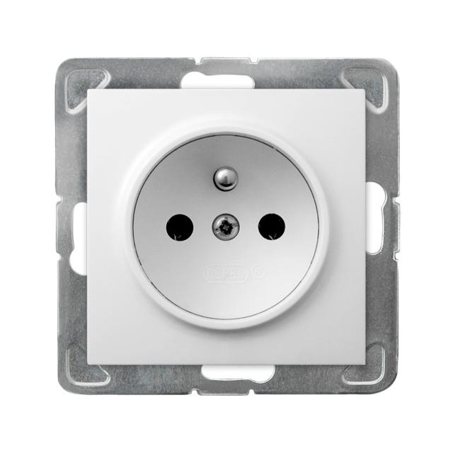 IMPRESJA Gniazdo pojedyncze z uziemieniem - kolor biały