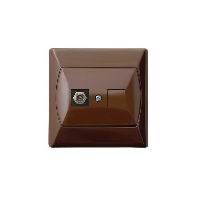 AKCENT Gniazdo antenowe typu F pojedyncze - kolor brązowy