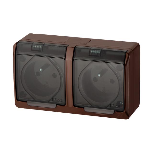 GNT HERMES 2x2P+Z IP44 brąz-dymne