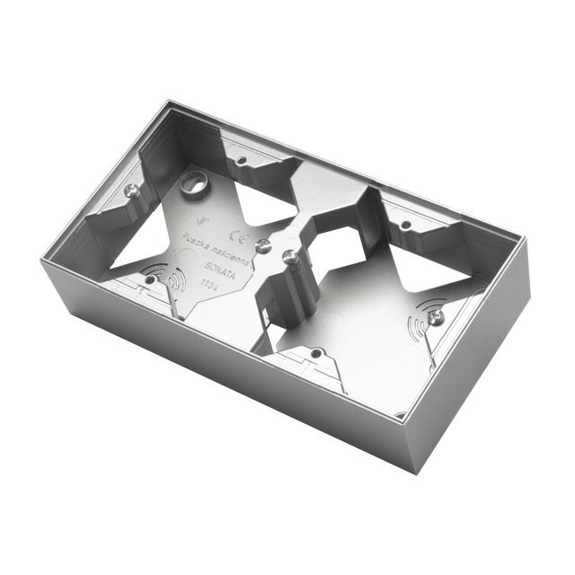 SONATA Puszka instalacyjna podwójna - kolor srebro mat