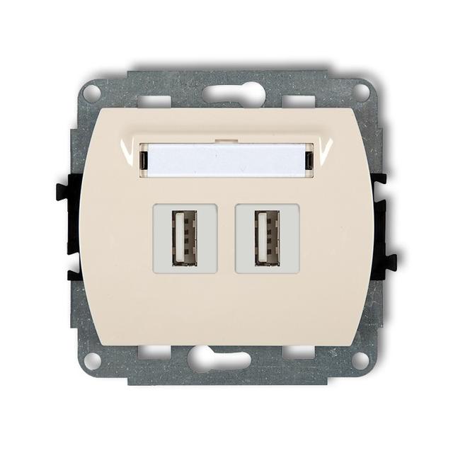 TREND Gniazdo podwójne 2xUSB A-A 2.0 beżowy 1GUSB-2 KARLIK