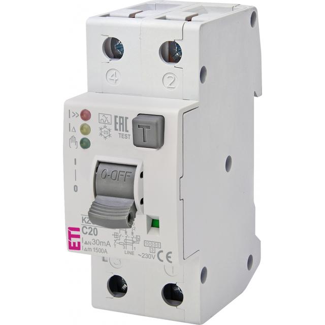 Wyłącznik różnicowonadprądowy KZS-2M2P 1P+N C20A 30mA typ A 002172417 ETI