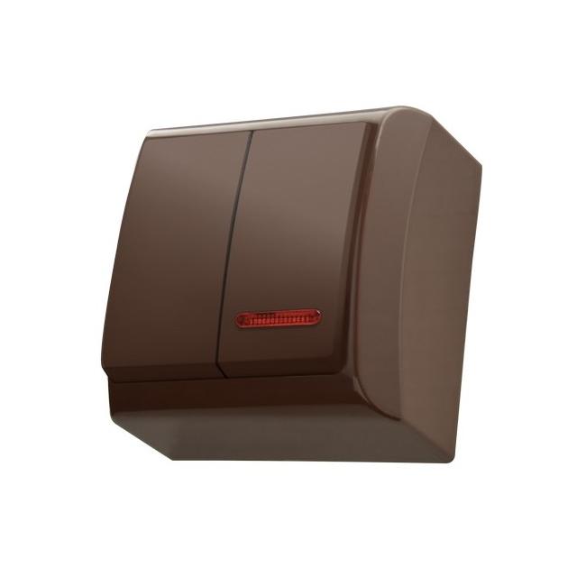 BIS Łącznik dwugrupowy świecznikowy z podświetleniem pomarańczowym - kolor brązowy