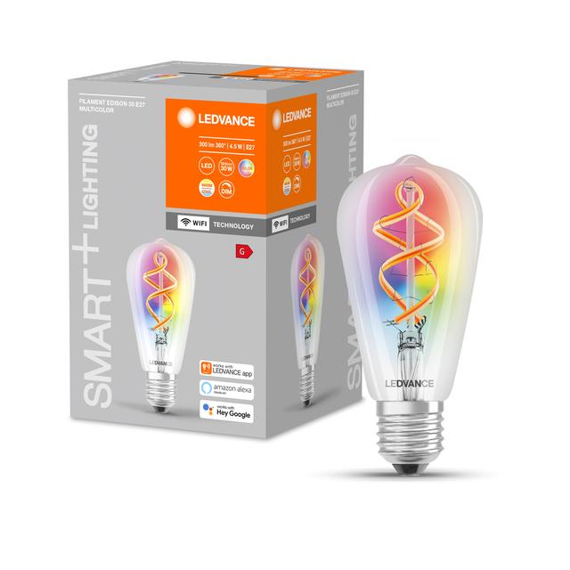 Żarówka LED E27 ST64 4,5W = 30W 2700K Ciepła RGB 300lm 300° Filament SMART+ WIFI Ściemnialna 4058075609914 LEDVANCE