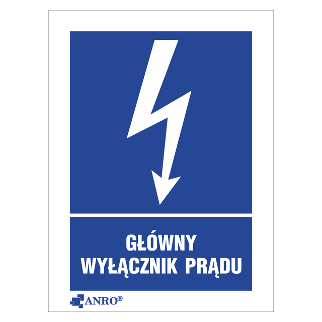 GŁÓWNY WYŁĄCZNIK PRĄDU  148X210 FOLIA SMAOPRZYLEPNA