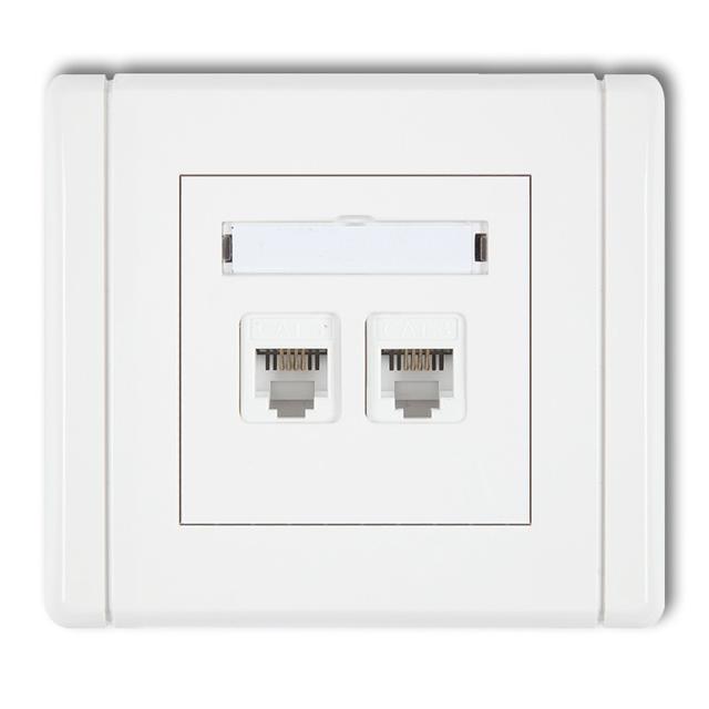 FLEXI Gniazdo telefoniczne podwójne 2xRJ11, 4-stykowe, beznarzędziowe biały