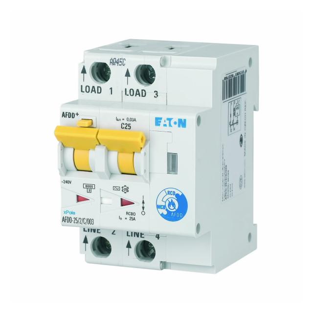AFDD-25/2/C/003 Przeciwpożarowy detektor iskrzenia 10kA C25A 2P 30mA typ AC 187227 EATON