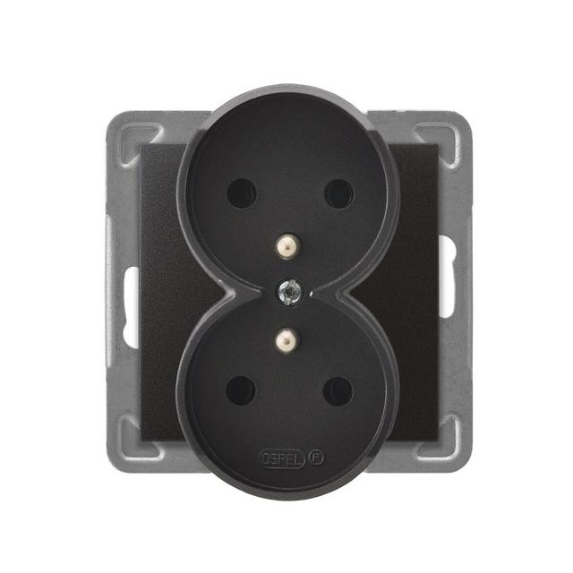 IMPRESJA Gniazdo podwójne z uziemieniem moduł bez ramki - kolor antracyt GP-2YRAZ/m/50