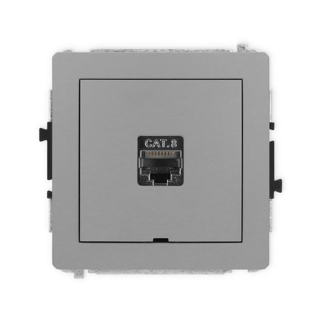 DECO Mechanizm gniazda komputerowego pojedynczego 1xRJ45, kat. 8, ekranowany, 8-stykowy, bez pola op