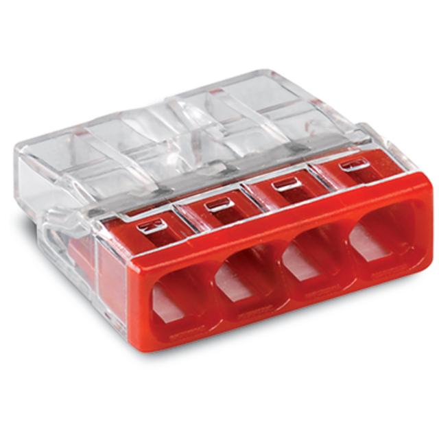 złączka do puszek instalacyjnych 4 x 2,5 mm2 przeźroczysta/czerwona