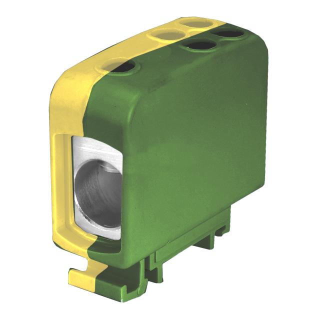 ZGG1x70/4x16z-g ,  Złączka sz. gwint. AL/CU, 1 x 70 mm2 / 4 x16 mm2, TS 35/ 1 tor, żółto-zielony
