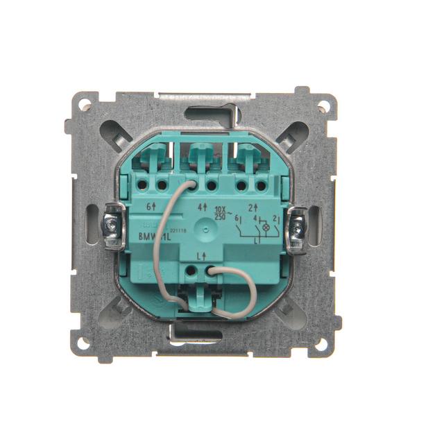 Simon Basic Łącznik potrójny z podświetleniem LED 10A szybkozłączka stal inox