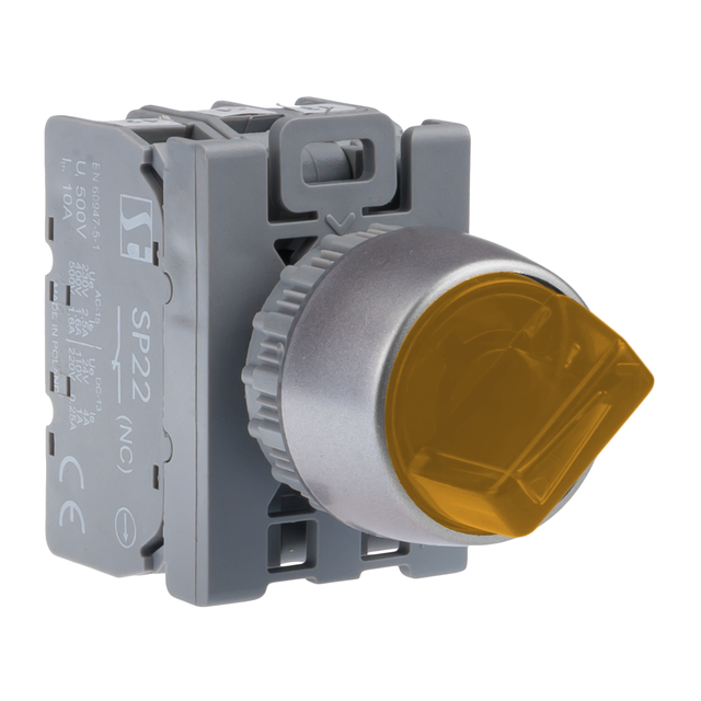 3-POŁ ŁĄCZNIK POKR ŻÓŁTY.2ZW PODŚW. AC(24V-230V),DC(24V-110V)