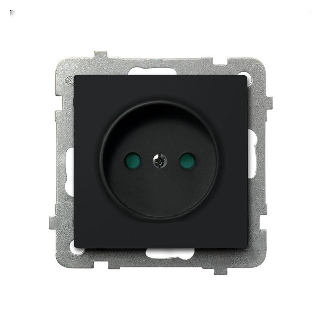 SONATA Gniazdo pojedyncze z przesłonami torów prądowych - kolor czarny metalik