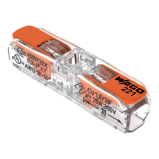 Szybkozłączka przelotowa z dźwignią 2x 0,2‑4mm2 Inline 221‑2411 /60szt./ WAGO