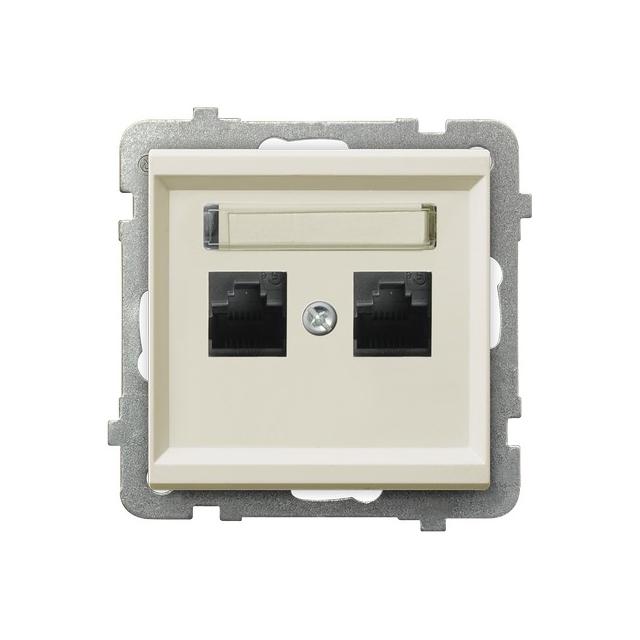 SONATA Gniazdo komputerowe podwójne kat. 6 MMC kolor ecru GPK-2R/K6/m/27 OSPEL