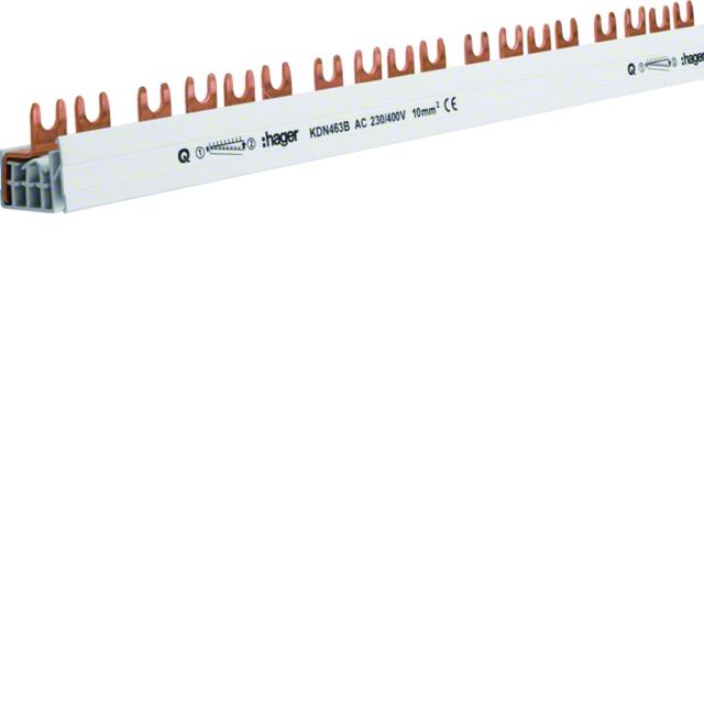 Szyna grzebieniowa widełkowa pozioma 4P 10mm2 56M KDN463B HAGER