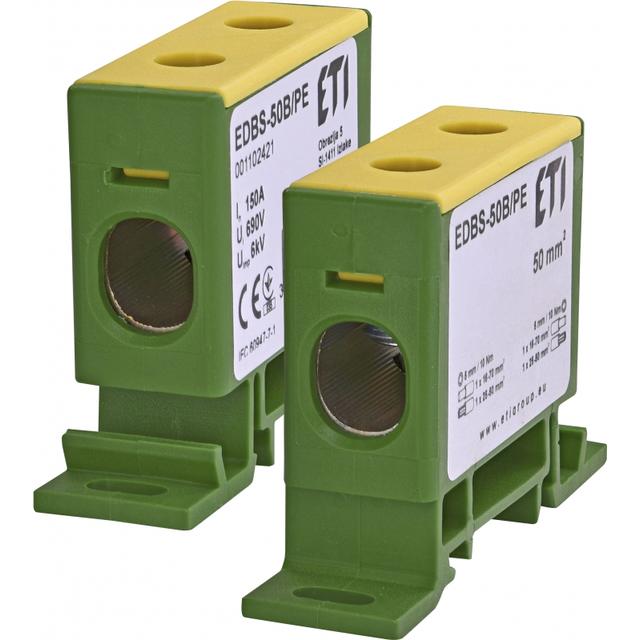 Zacisk 150A 1-torowy 16-70mm2 PE do przewodów Al/Cu żółto-zielony EDBS-50B/PE 001102421 ETI