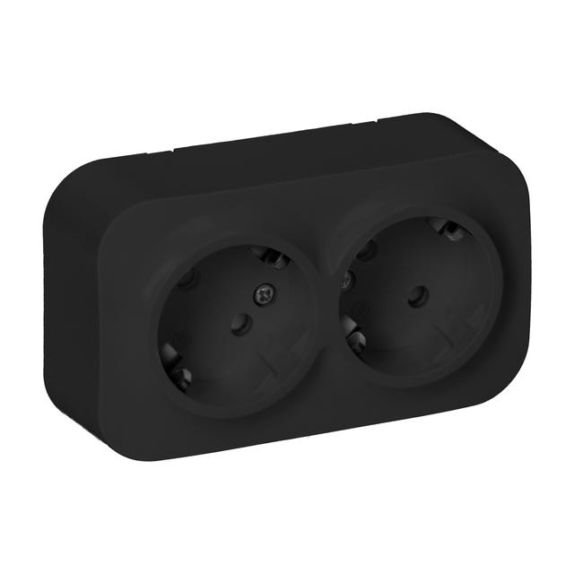 ToDo Gniazdo podwójne 2x2P+Z, 16A/230VAC, IP20,Schuko,Czarne10 sztuk