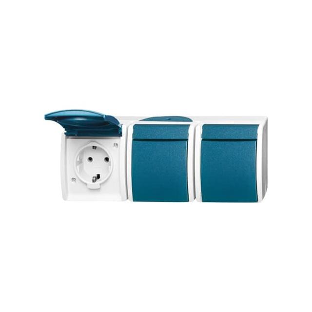 OCEAN Gniazdo SCHUKO Potrójne Z klapką IP 44 szary/zielono-niebieski 2CKA002084A0725 ABB