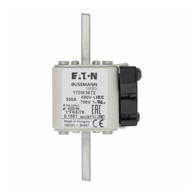 FUSE 550A 690V 1*FKE/78 AR UC Wkładka szybka 550A AC 690V rozmiar 1 45x59x110 mm aR, 170M3672 EATON
