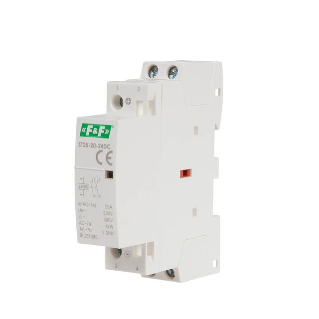 Stycznik modułowy montaż na szynie styki 2R 25A 24V DC ST25-02-24DC F&F