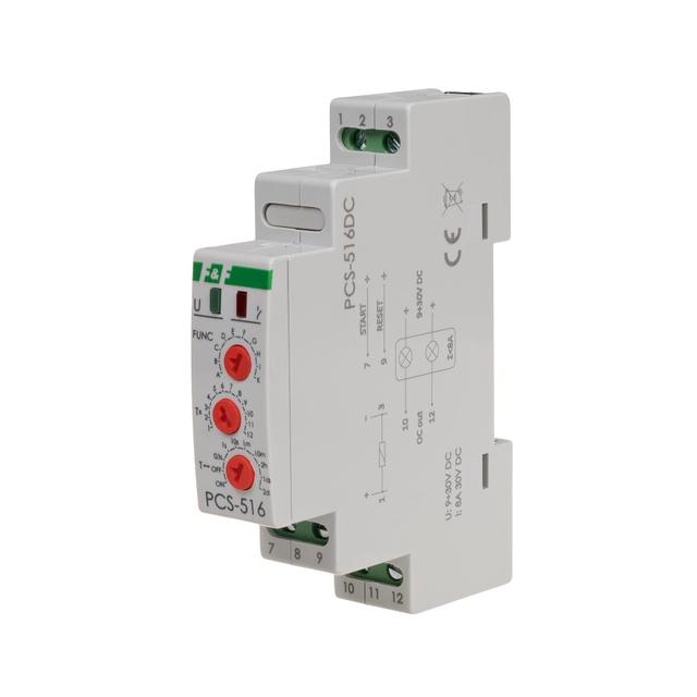 Przekaźnik czasowy 10-funkcyjny. Z wejściami START i RESET. PCS-516DC F&F