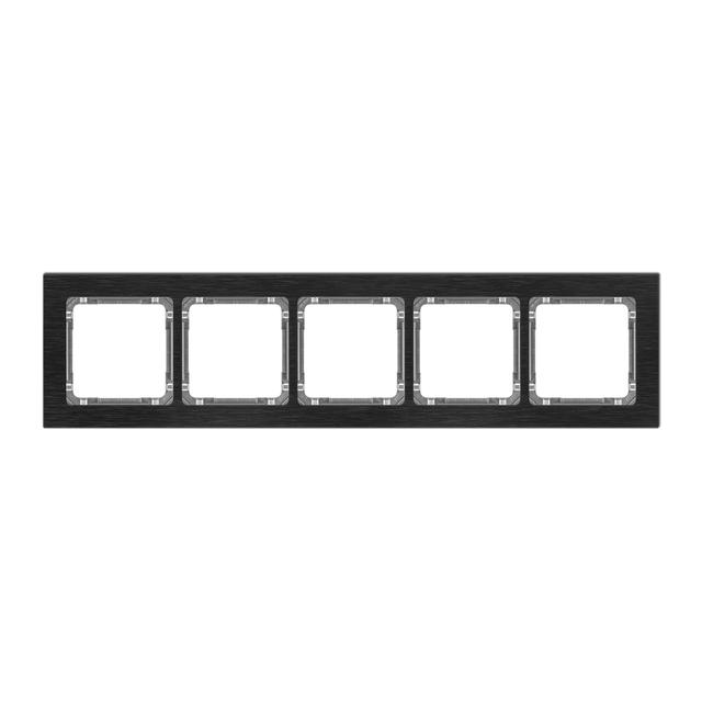DECO Ramka uniwersalna pięciokrotna - aluminium szczotkowane (ramka: czarna; spód: grafitowy) czarny