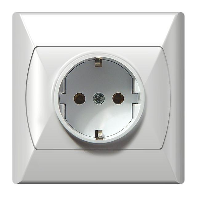 AKCENT Gniazdo pojedyncze z uziemieniem schuko - kolor biały