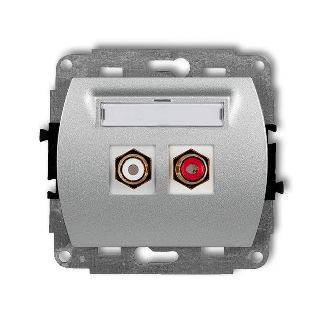 TREND Mechanizm gniazda podwójnego RCA (typu cinch - biały i czerwony, pozłacany) srebrny metalik
