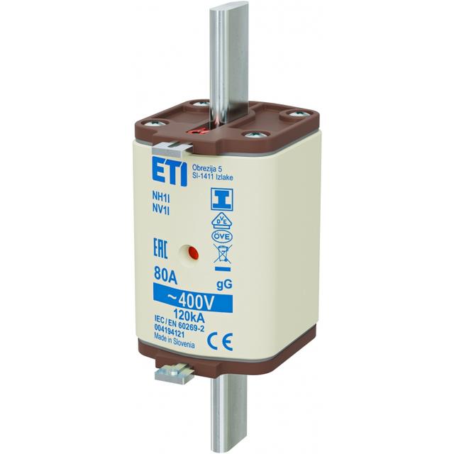 Wkładka topikowa NH zwłoczna KOMBI Zaczepy izolowane NH1 I gG 80A 400V 004194121 ETI