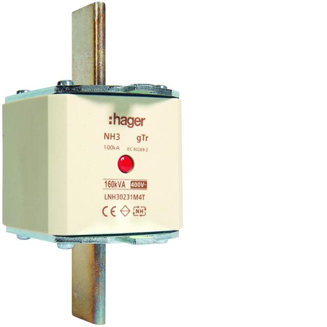 Wkładka bezp. nożowa NH3 wsk.podw. uchwyt nieiz. gTr 231A 400VAC LNH30231M4T HAGER