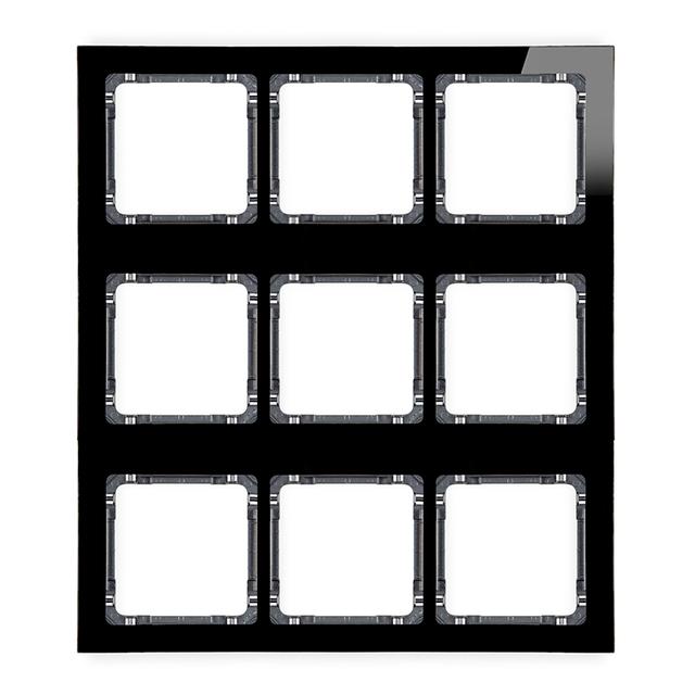 DECO Ramka modułowa 9 krotna (3 poziom, 3 pion) - efekt szkła (ramka czarna; spód grafitowy)