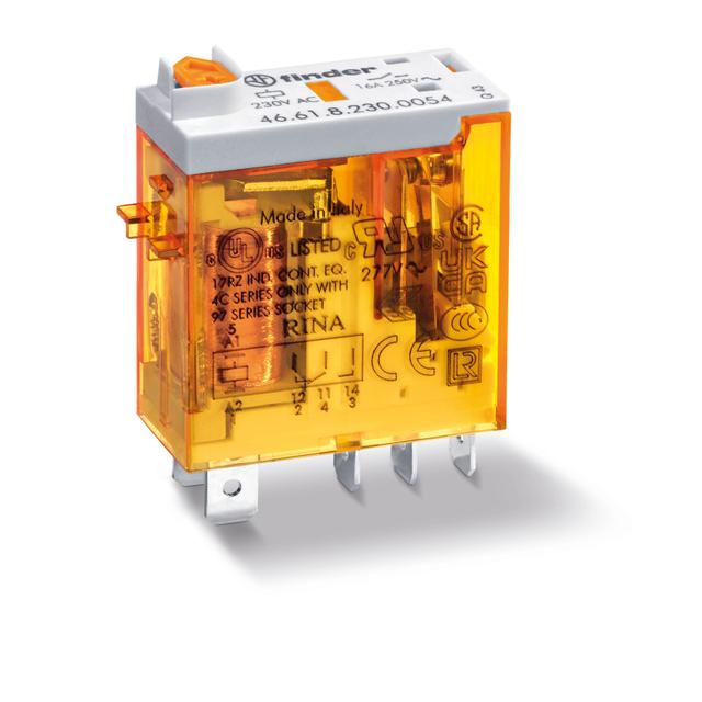 Miniaturowy przekaźnik przemysłowy 1 P; 16A; 230V AC; przycisk test. + LED + mech. wskaźnik zadziała