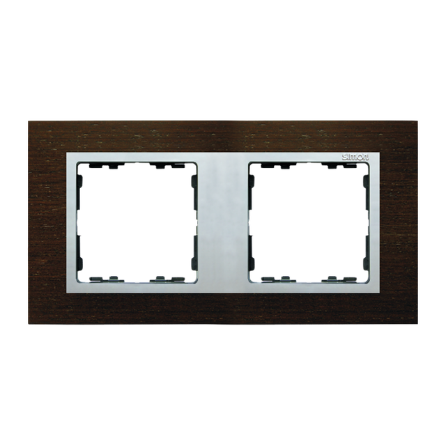 Simon 82 Nature Ramka 2-krotna Nature-drewno Wenge / pierścień aluminium mat 82927-65 KONTAKT
