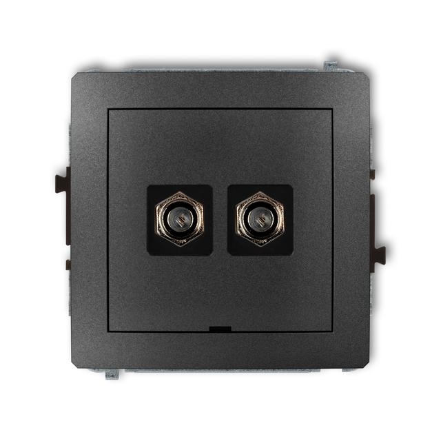 DECO Mechanizm gniazda antenowego podwójnego typu F (SAT) niklowany, bez pola opisowego grafitowy