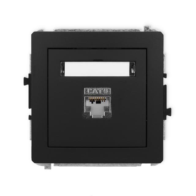 DECO Mechanizm gniazda komputerowego pojedynczego 1xRJ45, kat. 5e, ekranowany, 8-stykowy czarny mat