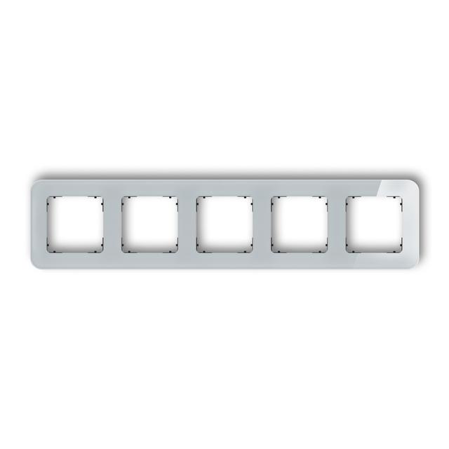 ICON Ramka uniwersalna pięciokrotna zaokrąglona - efekt szkła (ramka: szara; spód: czarny) szary