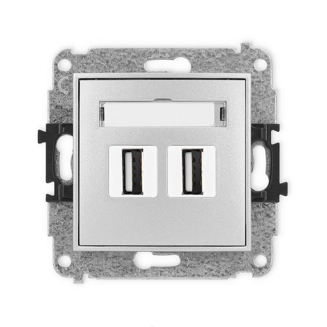 ICON Gniazdo podwójne 2xUSB A-A 2.0 srebrny metalik 7IGUSB-2 KARLIK