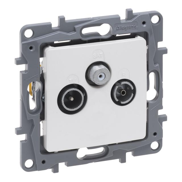 NILOE SELECTION - GNIAZDO TV-RD-SAT KOŃCOWE DO INSTALACJI TYPU GWIAZDA 1,5 DB PERŁA, Legrand