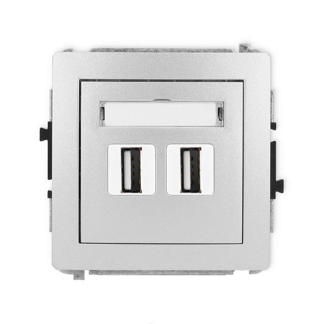 DECO Gniazdo podwójne 2xUSB A-A 2.0 srebrny metalik 7DGUSB-2 KARLIK