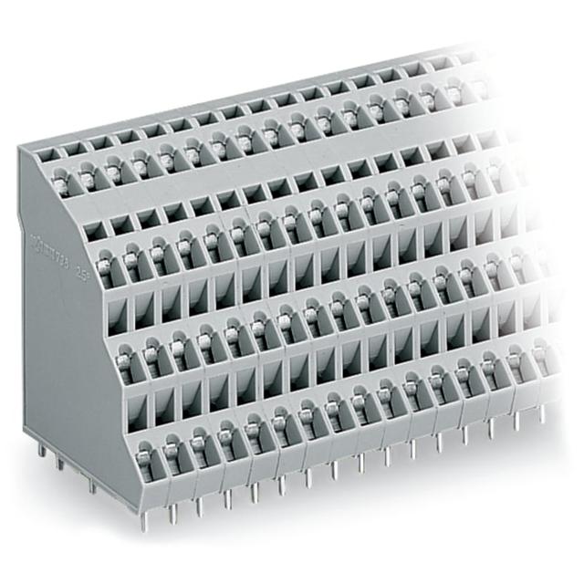 4-piętrowa listwa do pł. drukowanych 4 x 12 bieg. szara raster 5 mm /12szt./ WAGO