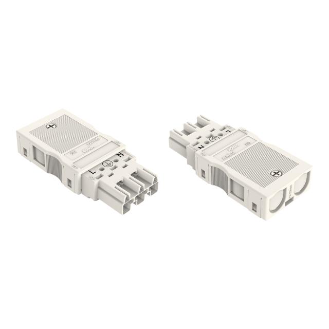 WINSTA wtyk 3-torowy z obudową odciążającą naciąg biały