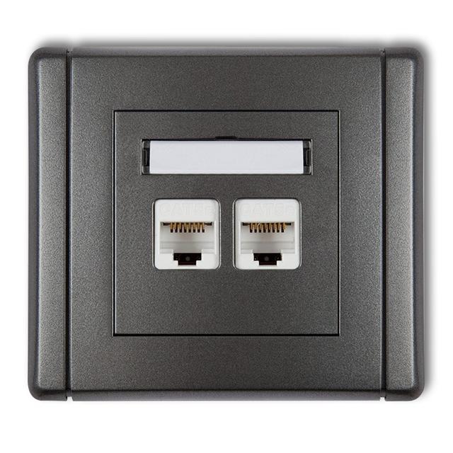 FLEXI Gniazdo komputerowe podwójne 2xRJ45, kat. 6, ekranowane, 8-stykowe grafitowy