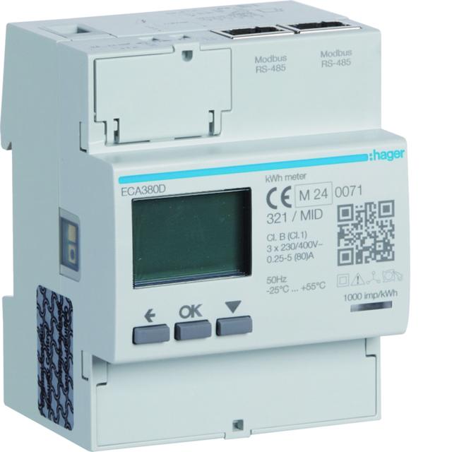 agardio.measure Licznik energii elektrycznej 3-fazowy, 80A 4M, AGARDIO, MID ECA380D HAGER