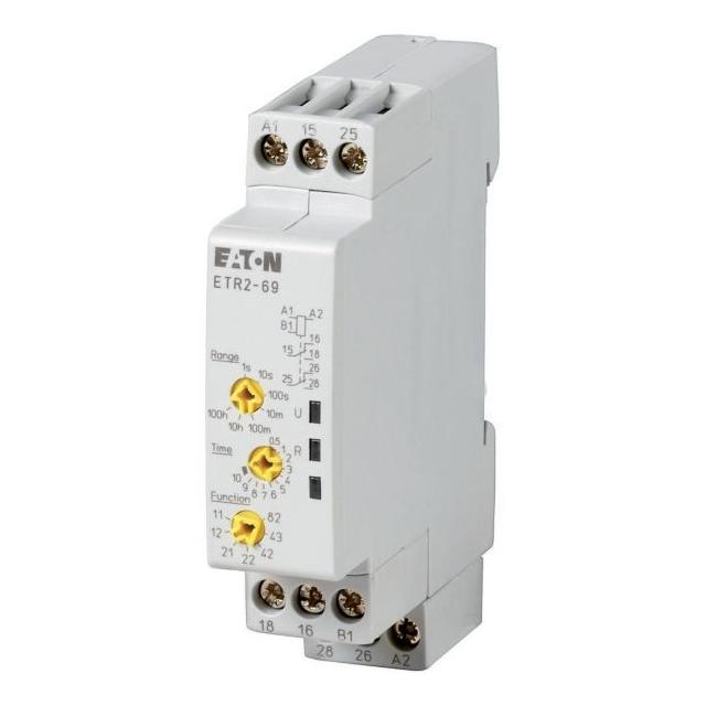ETR2-69 Przekaźnik czasowy 1P 3A 0,05sek-100h 24–240V AC 24–48V DC wielofunkcyjny 262689 EATON