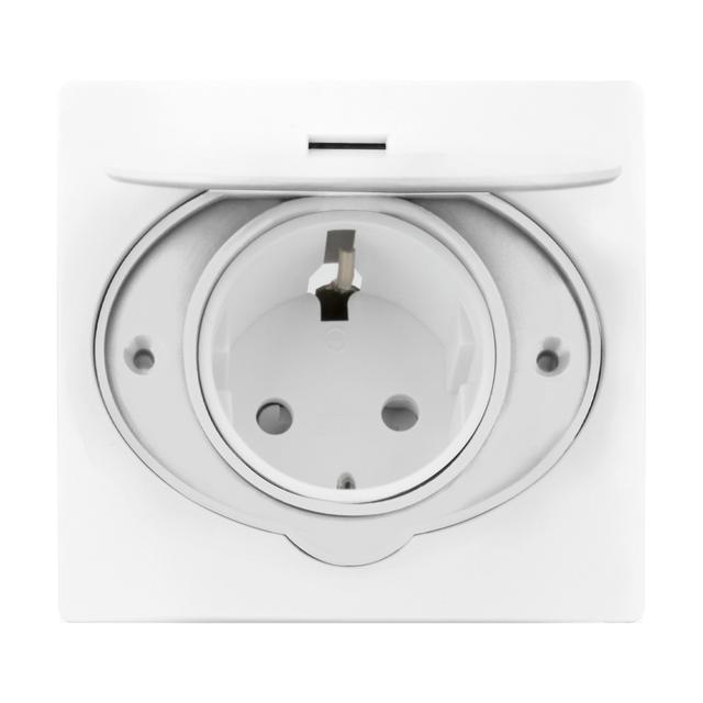 Hermetyczne gniazdo elektryczne, IP44, 1x2P+Z(Schuko), białe