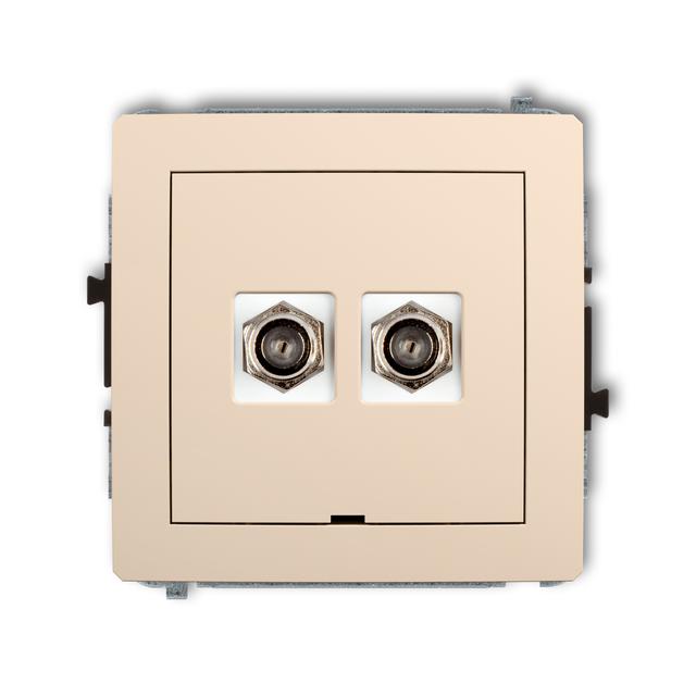 DECO Mechanizm gniazda antenowego podwójnego typu F (SAT) niklowany, bez pola opisowego beżowy
