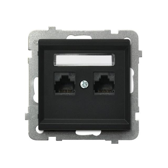SONATA Gniazdo komputerowe podwójne, kat. 5e MMC - kolor czarny metalik