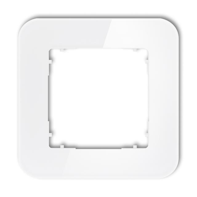 ICON Ramka uniwersalna pojedyncza zaokrąglona - efekt szkła (ramka: biała; spód: biały) biały